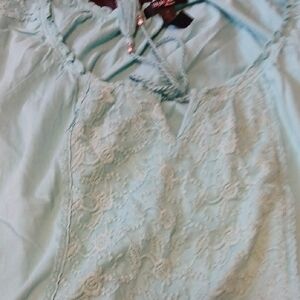 Elegant Light Blue Lace Women's Top